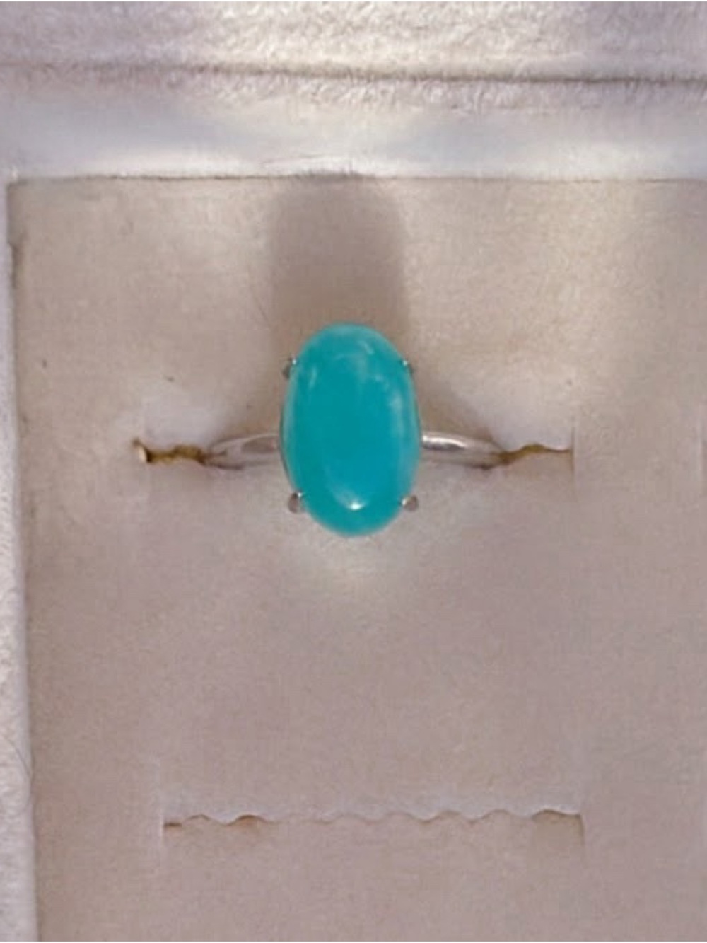 Blue Chalcedony Oval Cabochon Ring  ~ Adjustable